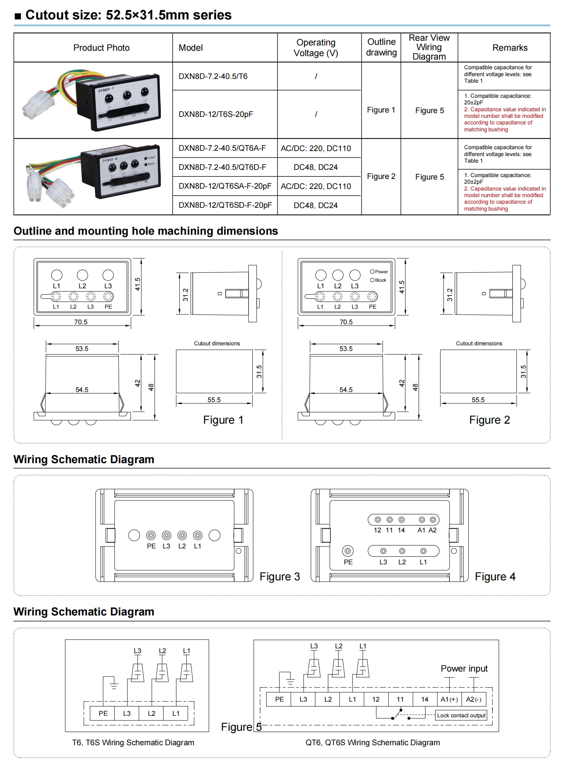 52.5×31.5mm Vdis For Compact Switchgear Detailed And Wiring Dimensions