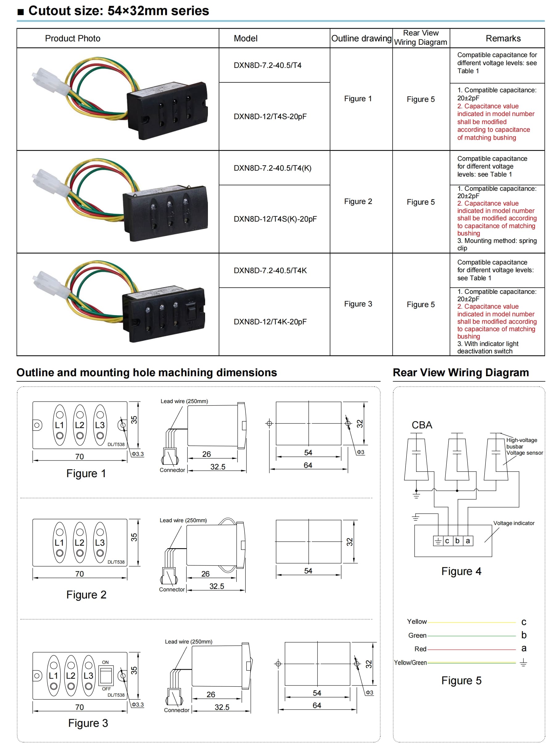 54×32mm Lamp Plug In Vdis For Compact Switchgear Panels Detailed And Wiring Dimensions