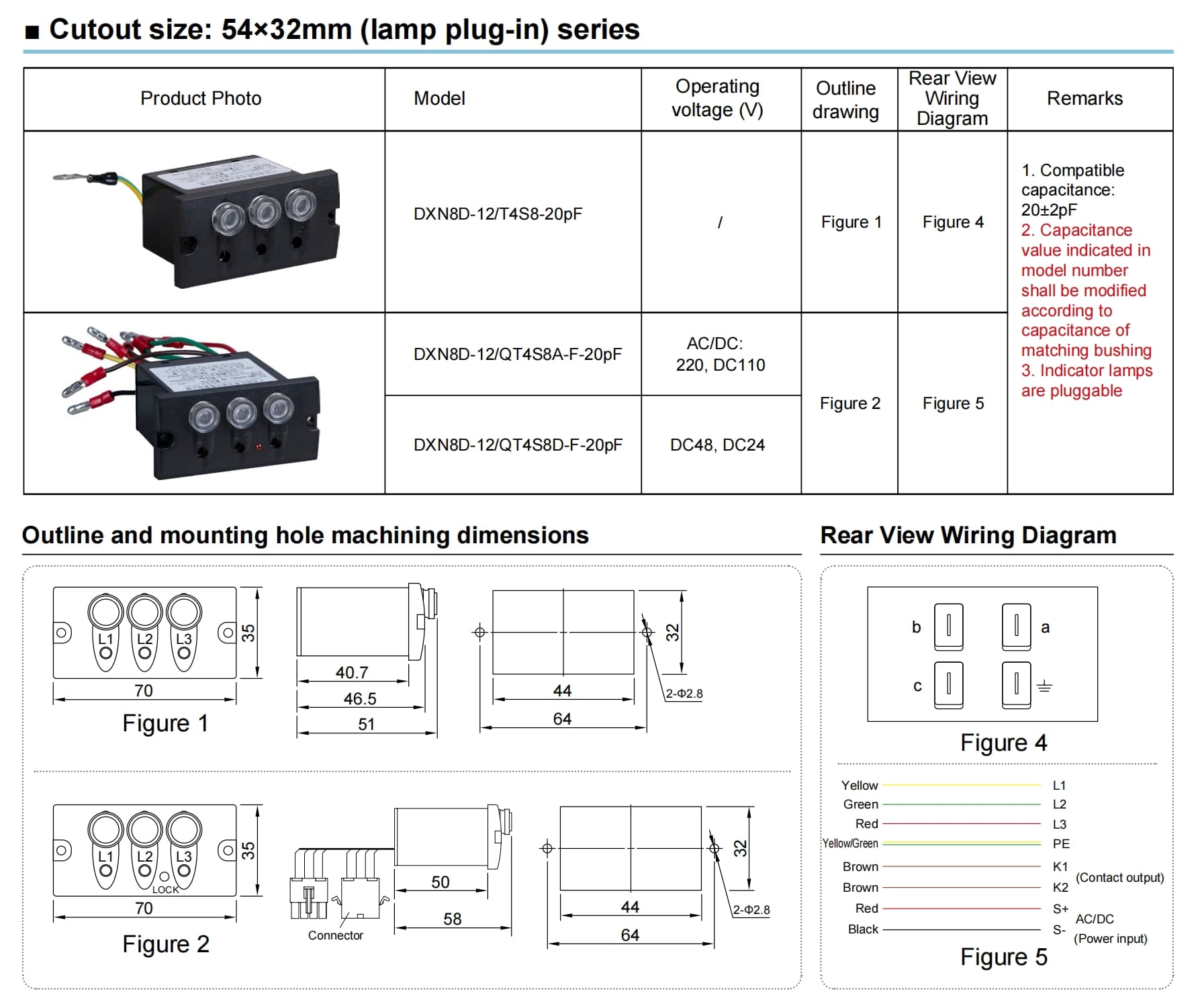 54×32mm Vdis For Compact Switchgear Panels Detailed And Wiring Dimensions