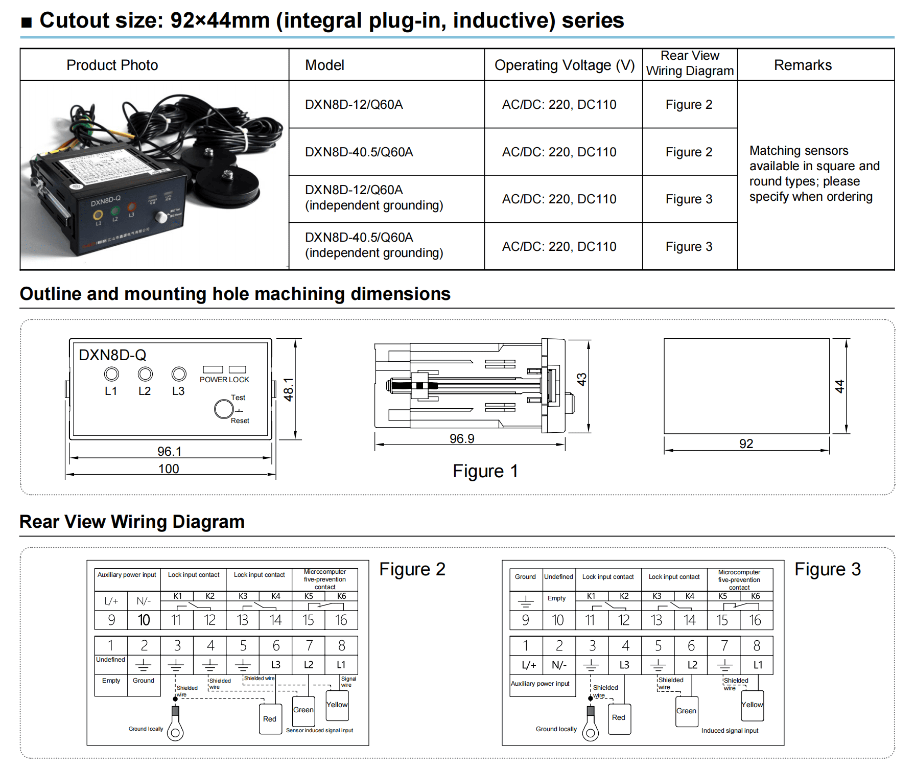 Inductive Vdis For Switchgear Detailed And Wiring Dimensions
