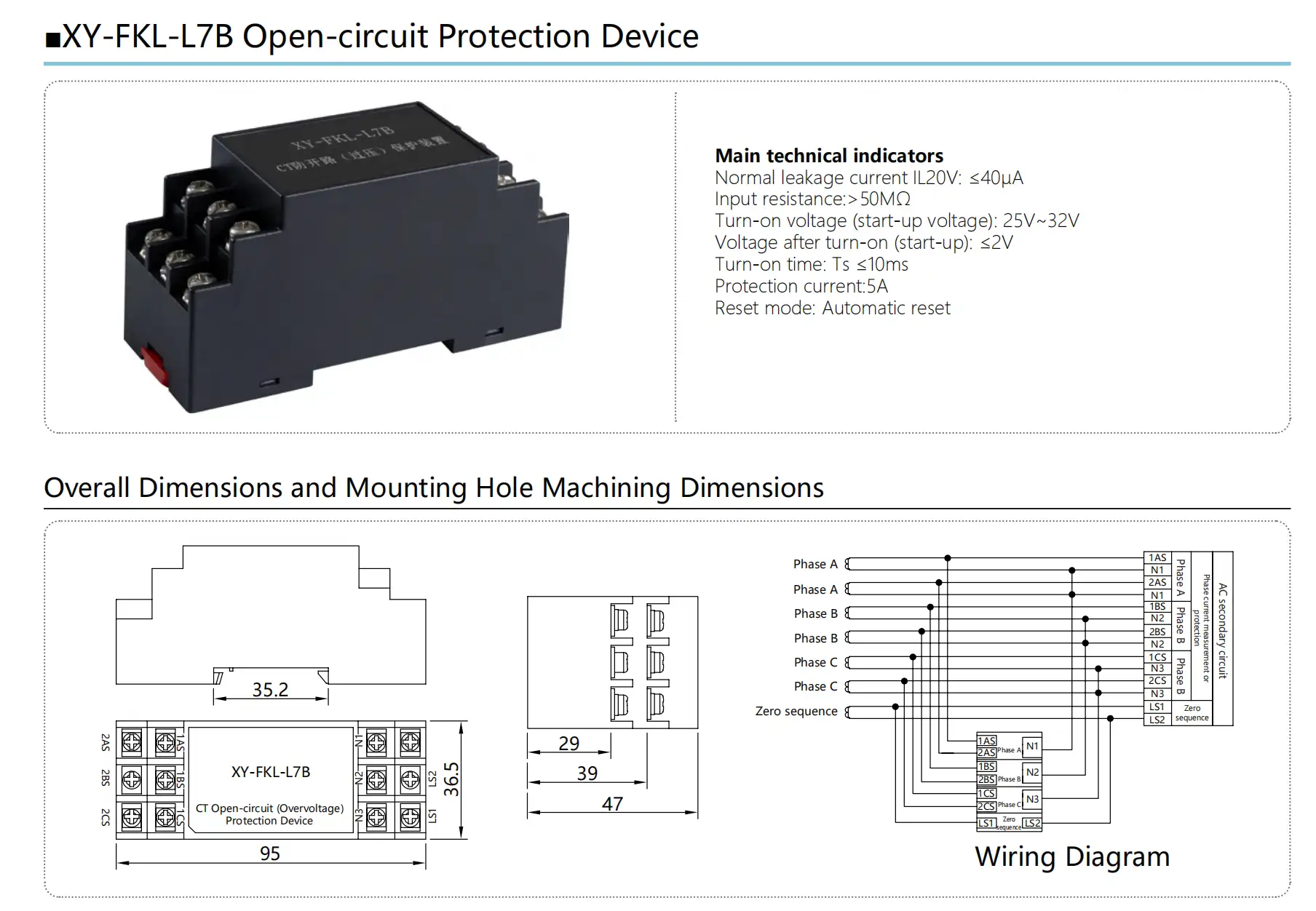 4XY FKL L7B CT Open Circuit Protection Device details
