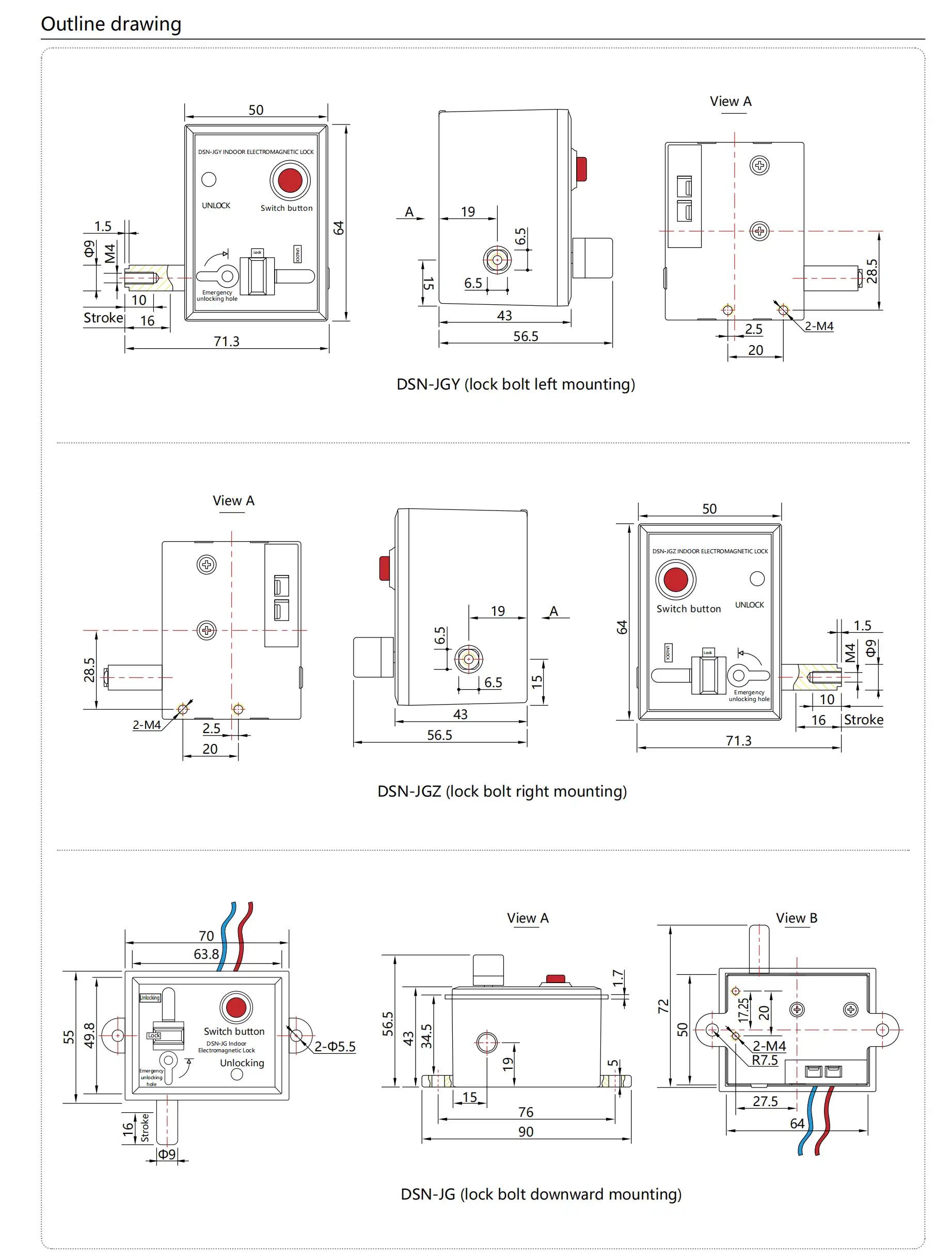 DSN JG Indoor Electromagnetic Lock Grounding Switch details