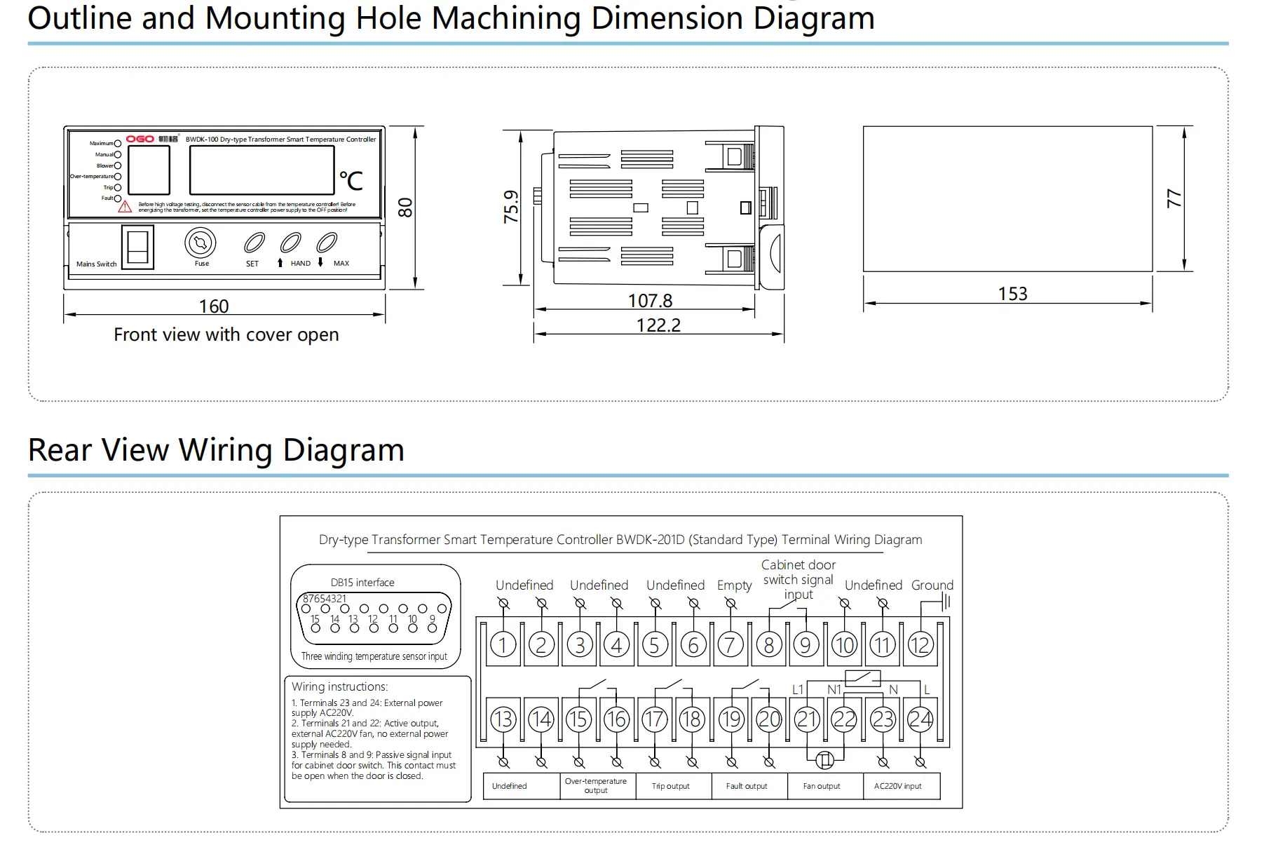 Temperature Controller for Dry type Transformer detail
